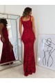Bordeaux Fourreau Col Carré Paillettes Velours Longue Robes de bal Outlet