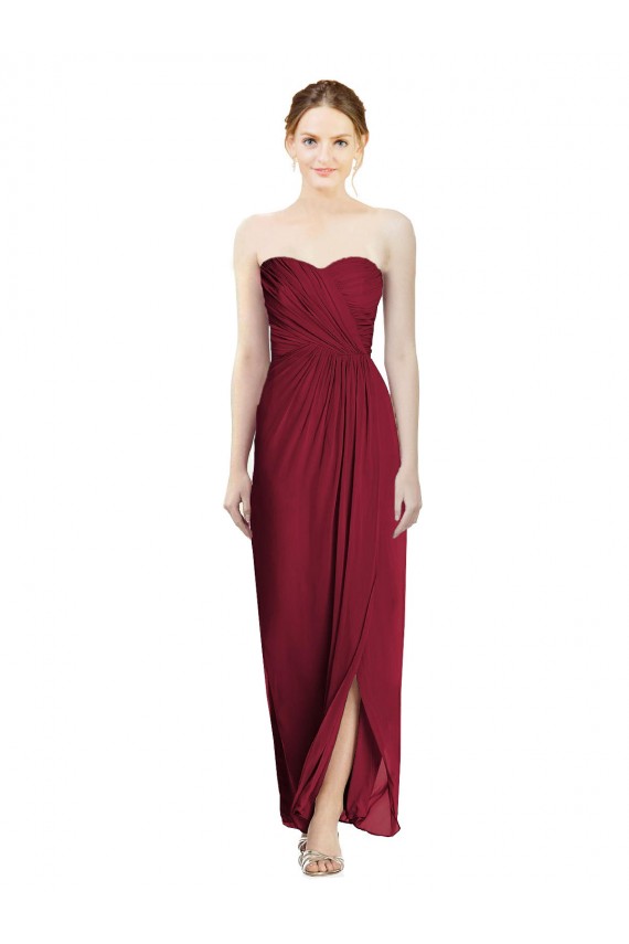Bordeaux Fourreau Mousseline Longue Robes demoiselle d'honneur Outlet