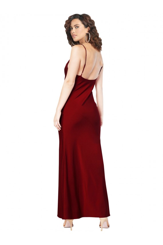 Bordeaux Fourreau Satiné Soyeux Longue Formelles Robes demoiselle d'honneur / Robes de soirée / Robes de bal Outlet
