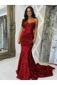 Bordeaux Fourreau Traîne moyenne Paillettes Velours Longue Robes de bal Outlet
