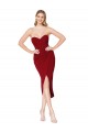 Bordeaux Sirène Col Haut Crêpe Stretch Courte Asymétrique Robes demoiselle d'honneur / Robes de soirée / Robes de cocktail Outlet