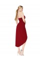 Bordeaux Sirène Col Haut Crêpe Stretch Courte Asymétrique Robes demoiselle d'honneur / Robes de soirée / Robes de cocktail Outlet