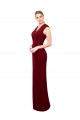 Bordeaux Sirène Col V Mousseline Longue Robes demoiselle d'honneur / Robes de bal Outlet