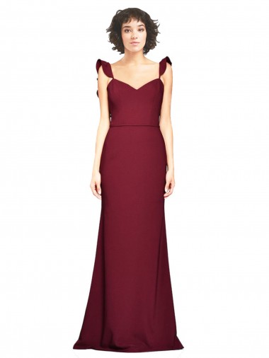 Bordeaux Sirène Sans bretelle Crêpe Stretch Longue Robes demoiselle d'honneur / Robes de bal Pas Chre