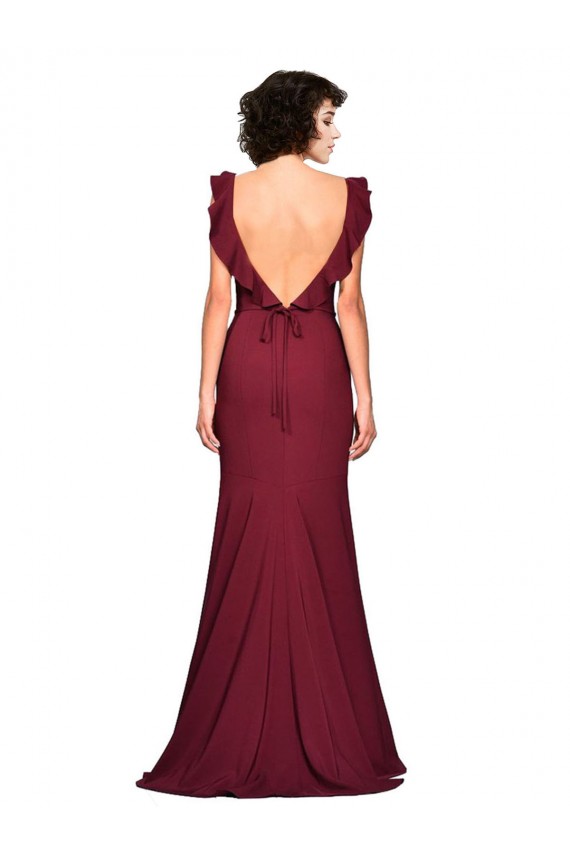 Bordeaux Sirène Sans bretelle Crêpe Stretch Longue Robes demoiselle d'honneur / Robes de bal Outlet