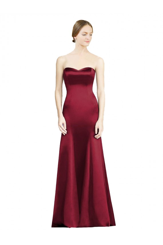 Bordeaux Sirène Satiné Longue Robes demoiselle d'honneur Outlet