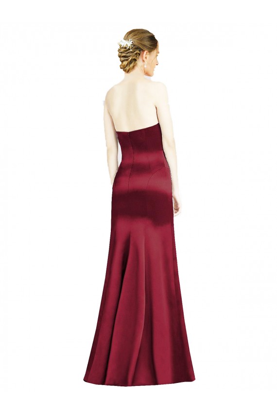 Bordeaux Sirène Satiné Longue Robes demoiselle d'honneur Outlet