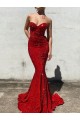 Bordeaux Sirène Traîne moyenne Paillettes Velours Longue Robes de bal Outlet