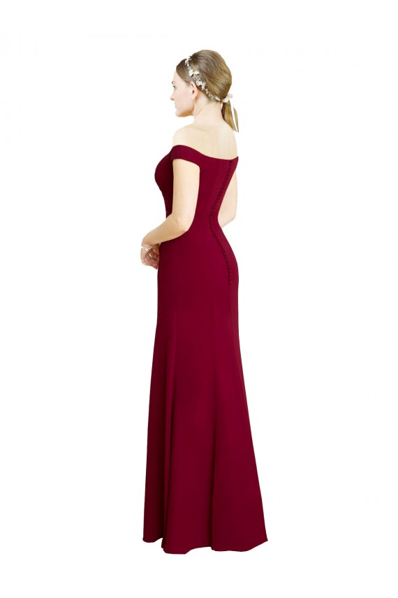Bordeaux Sirène Épaule Dénudée Mousseline Longue Robes demoiselle d'honneur / Robes de bal Outlet