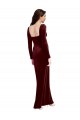 Bordeaux Trapèze Bretelles spaghetti Col Carré Velours Stretch Longue Robes demoiselle d'honneur / Robes de bal Outlet