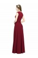 Bordeaux Trapèze Col Carré Crêpe Stretch Longue Robes demoiselle d'honneur / Robes de bal Outlet