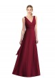 Bordeaux Trapèze Col V Mousseline Longue Robes demoiselle d'honneur Outlet