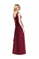 Bordeaux Trapèze Col V Mousseline Longue Robes demoiselle d'honneur Outlet