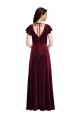 Bordeaux Trapèze Col V Velours Stretch Longue Robes demoiselle d'honneur / Robes de bal Outlet