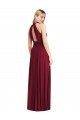 Bordeaux Trapèze Licou Col Haut Mousseline Longue Robes demoiselle d'honneur Outlet
