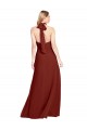 Bordeaux Trapèze Licou Col Haut Mousseline Longue Robes demoiselle d'honneur / Robes de bal Outlet