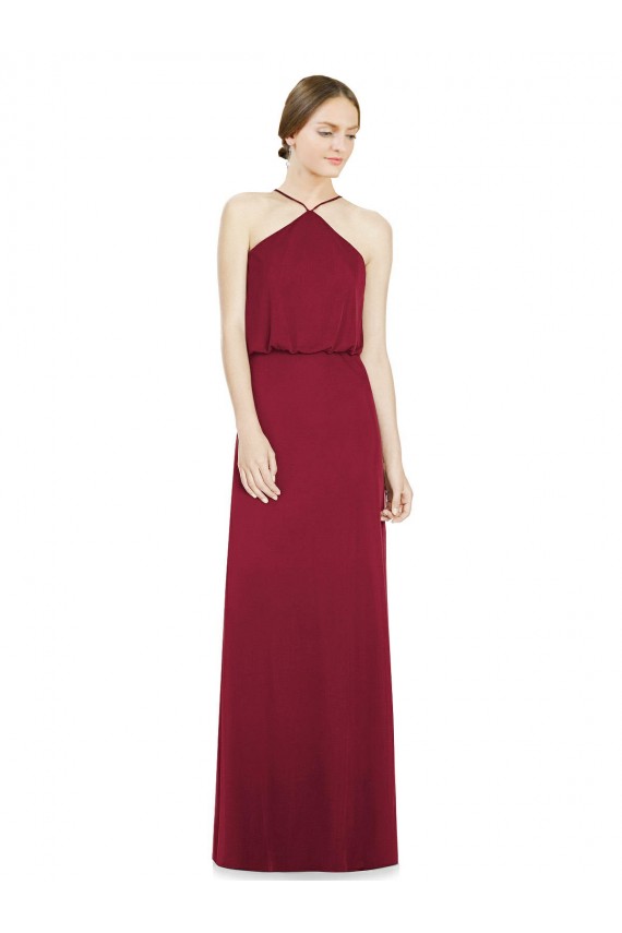 Bordeaux Trapèze Licou Mousseline Longue Robes demoiselle d'honneur Outlet