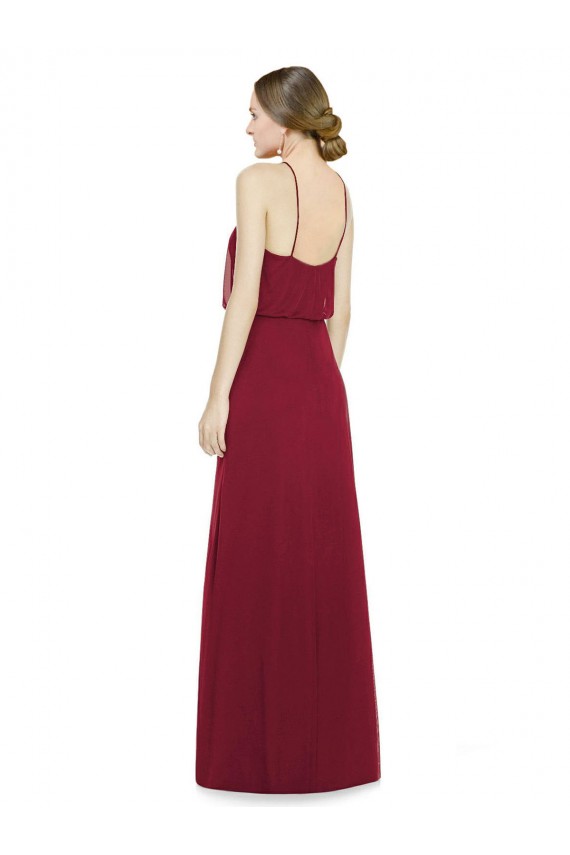 Bordeaux Trapèze Licou Mousseline Longue Robes demoiselle d'honneur Outlet
