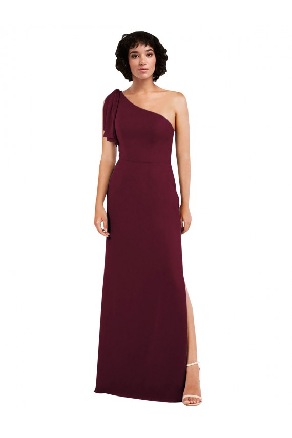 Bordeaux Trapèze Mousseline Longue Formelles Robes demoiselle d'honneur / Robes de soirée Outlet