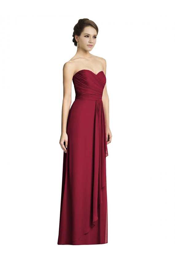 Bordeaux Trapèze Mousseline Longue Robes demoiselle d'honneur Outlet