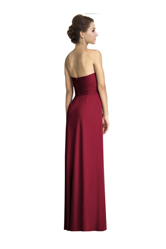 Bordeaux Trapèze Mousseline Longue Robes demoiselle d'honneur Outlet