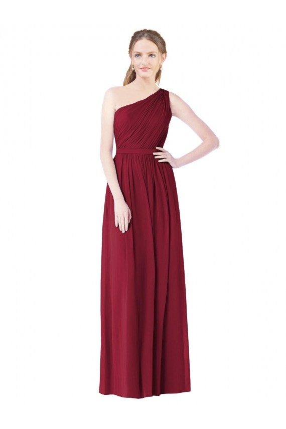 Bordeaux Trapèze Mousseline Longue Robes demoiselle d'honneur Outlet