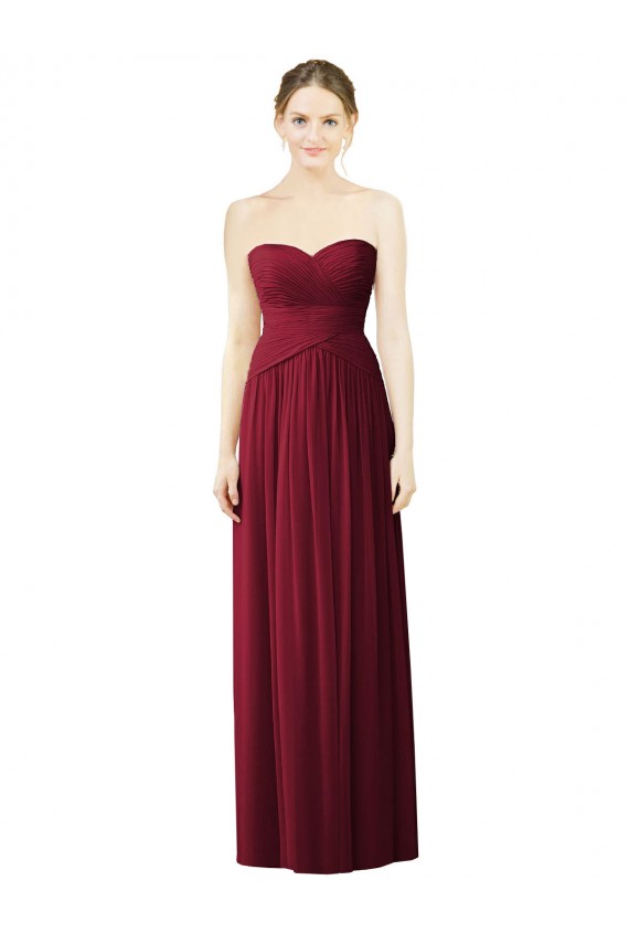 Bordeaux Trapèze Mousseline Longue Robes demoiselle d'honneur Outlet