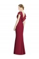 Bordeaux Trompette Col V Mousseline Longue Robes demoiselle d'honneur Outlet