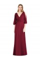 Bordeaux Trompette Col V Mousseline Longue Robes demoiselle d'honneur Outlet