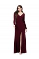 Bordeaux foncé Fourreau Col V Spandex Longue Robes demoiselle d'honneur / Robes de bal Outlet