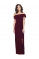 Bordeaux foncé Fourreau Épaule Dénudée Col Carré Crêpe Stretch Longue Formelles Robes demoiselle d'honneur / Robes de soirée / Robes de bal Outlet