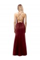 Bordeaux foncé Sirène Licou Col Haut Crêpe Stretch Longue Formelles Robes demoiselle d'honneur / Robes de soirée / Robes de bal Outlet