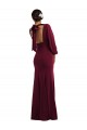 Bordeaux foncé Trompette Bateau Crêpe Stretch Longue Formelles Robes demoiselle d'honneur / Robes de soirée / Robes de bal Outlet
