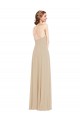 Champagne Trapèze Col V Mousseline Longue Robes demoiselle d'honneur Outlet