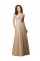 Champagne Trapèze Col V Tulle Dentelle Longue Robes demoiselle d'honneur Outlet