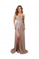 Champagne Trapèze Scoop Sans bretelle Paillette Longue Formelles Robes demoiselle d'honneur / Robes de soirée / Robes de bal Outlet