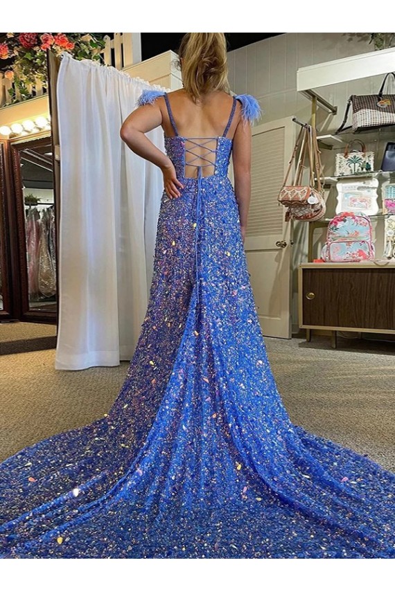 Couleur affichée Trapèze Col V Traîne moyenne Paillettes Velours Longue Robes de bal Outlet