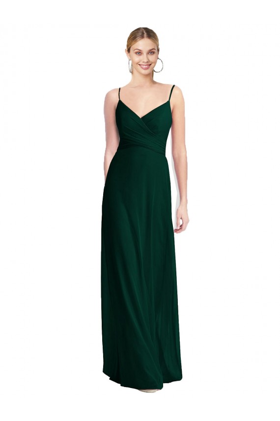 Evergreen Trapèze Bretelles spaghetti Col V Mousseline Longue Robes demoiselle d'honneur Outlet