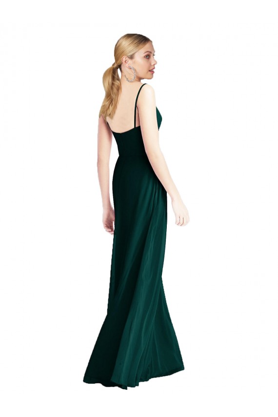 Evergreen Trapèze Bretelles spaghetti Col V Mousseline Longue Robes demoiselle d'honneur Outlet