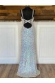 Fourreau Col V Balayage train Paillettes Velours Longue Robes de bal Outlet