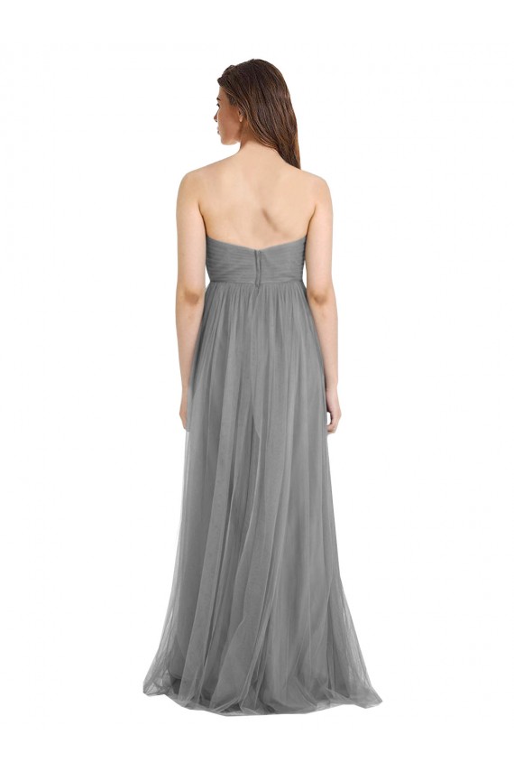 Gris ardoise Trapèze Tulle Longue Robes demoiselle d'honneur Outlet