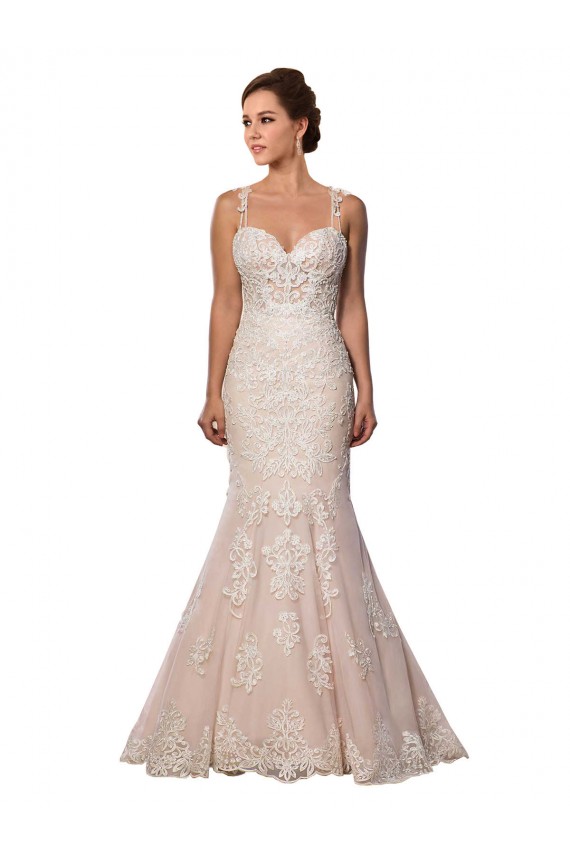 Ivoire & Champagne Sirène Bretelles spaghetti Dentelle Boho Robes de mariée Outlet
