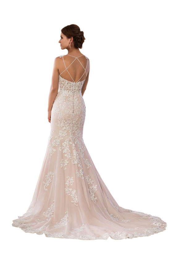 Ivoire & Champagne Sirène Bretelles spaghetti Dentelle Boho Robes de mariée Outlet
