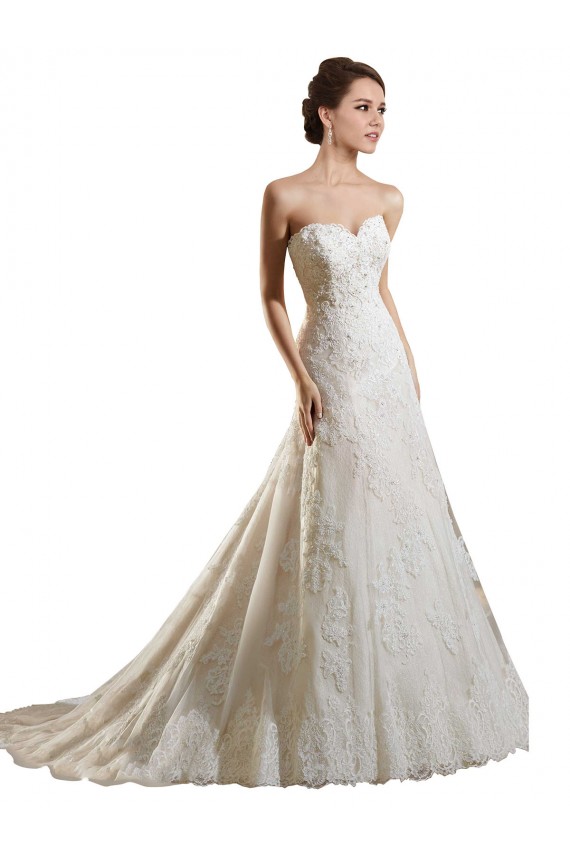 Ivoire & Champagne Trapèze Tulle Dentelle Robes de mariée Outlet