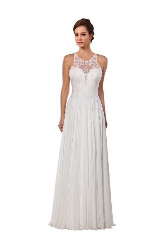 Ivoire Fourreau Illusion Mousseline Robes de mariée Outlet
