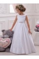 Ivoire Princesse Bateau Satiné Dentelle Longue Robes de demoiselle d'honneur - fillette Outlet