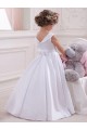 Ivoire Princesse Bateau Satiné Dentelle Longue Robes de demoiselle d'honneur - fillette Outlet