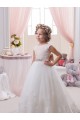 Ivoire Princesse Bateau Tulle Dentelle Longue Robes de demoiselle d'honneur - fillette Outlet