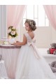Ivoire Princesse Bateau Tulle Dentelle Longue Robes de demoiselle d'honneur - fillette Outlet