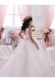 Ivoire Princesse Bateau Tulle Dentelle Longue Robes de demoiselle d'honneur - fillette Outlet